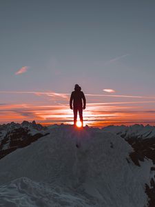 Preview wallpaper man, alone, sad, mountains, sunset