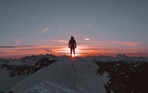 Preview wallpaper man, alone, sad, mountains, sunset
