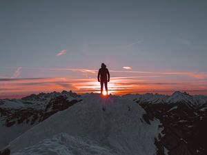 Preview wallpaper man, alone, sad, mountains, sunset