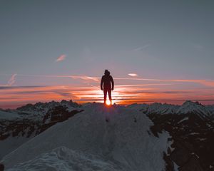 Preview wallpaper man, alone, sad, mountains, sunset