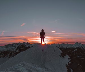 Preview wallpaper man, alone, sad, mountains, sunset