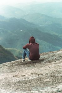 Preview wallpaper man, alone, sad, mountains, view, nature