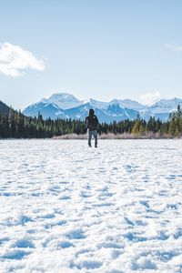 Preview wallpaper man, alone, snow, winter, nature