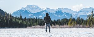 Preview wallpaper man, alone, snow, winter, nature