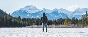 Preview wallpaper man, alone, snow, winter, nature