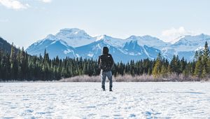 Preview wallpaper man, alone, snow, winter, nature