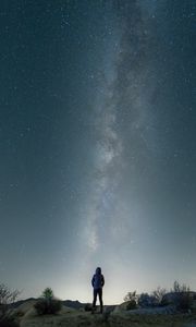 Preview wallpaper man, alone, stars, night, desert