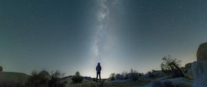 Preview wallpaper man, alone, stars, night, desert