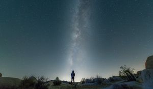 Preview wallpaper man, alone, stars, night, desert