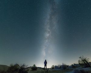 Preview wallpaper man, alone, stars, night, desert