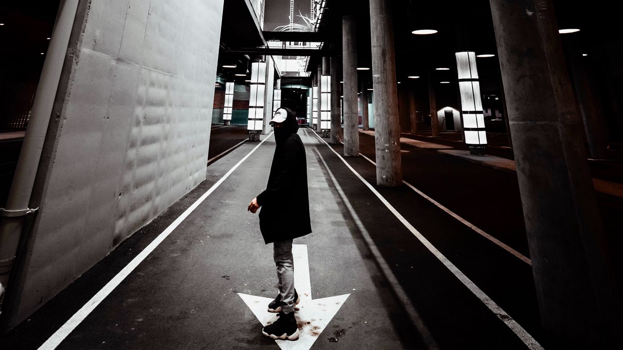 Wallpaper man, alone, street, road, architecture