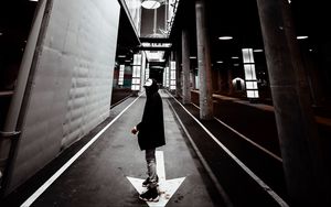 Preview wallpaper man, alone, street, road, architecture