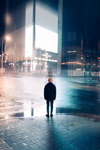 Preview wallpaper man, alone, street, city, night