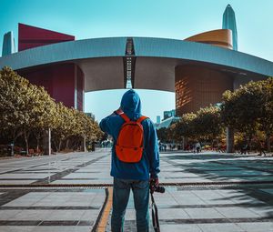 Preview wallpaper man, alone, style, trees, street