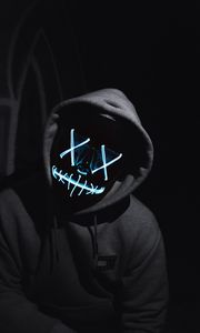 Preview wallpaper man, anonymous, mask, neon, dark