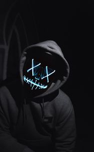 Preview wallpaper man, anonymous, mask, neon, dark