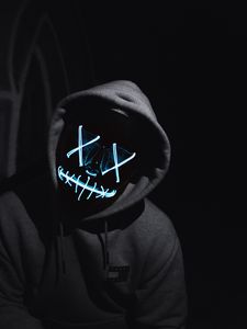 Preview wallpaper man, anonymous, mask, neon, dark