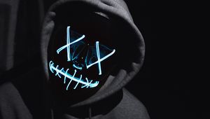 Preview wallpaper man, anonymous, mask, neon, dark