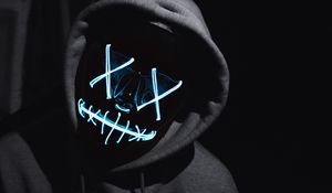 Preview wallpaper man, anonymous, mask, neon, dark