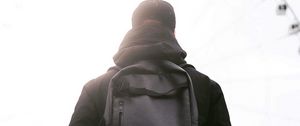 Preview wallpaper man, backpack, black, jacket, style