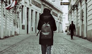 Preview wallpaper man, backpack, street, city, style