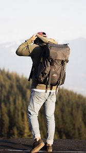 Preview wallpaper man, backpack, style, camping