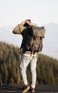 Preview wallpaper man, backpack, style, camping