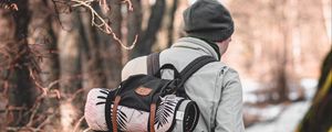 Preview wallpaper man, backpack, tourist, travel, nature