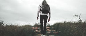 Preview wallpaper man, backpack, travel, walk, nature