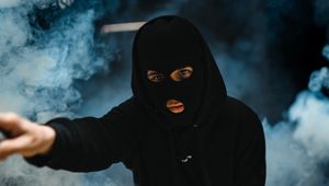 Preview wallpaper man, balaclava, mask, smoke