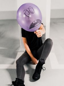 Preview wallpaper man, balloon, face, sad, cry