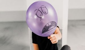 Preview wallpaper man, balloon, face, sad, cry