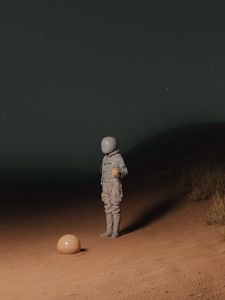 Preview wallpaper man, balls, sand, art