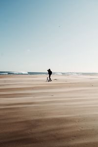 Preview wallpaper man, beach, alone, photographer, nature