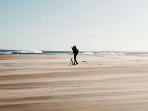 Preview wallpaper man, beach, alone, photographer, nature