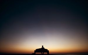 Preview wallpaper man, bench, alone, silhouette, dark