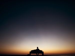 Preview wallpaper man, bench, alone, silhouette, dark