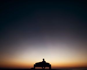Preview wallpaper man, bench, alone, silhouette, dark