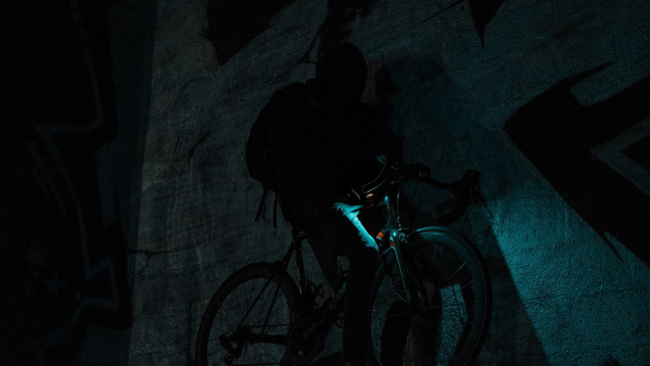 Wallpaper man, bike, dark, silhouette, darkness