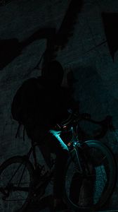 Preview wallpaper man, bike, dark, silhouette, darkness