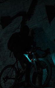 Preview wallpaper man, bike, dark, silhouette, darkness