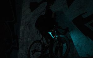 Preview wallpaper man, bike, dark, silhouette, darkness