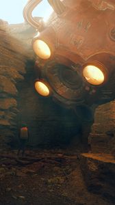 Preview wallpaper man, cave, stones, fantasy, dark