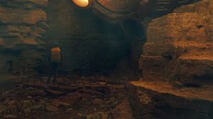 Preview wallpaper man, cave, stones, fantasy, dark