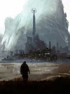 Preview wallpaper man, city, fantasy, art