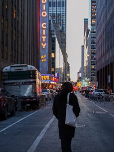 Preview wallpaper man, city, loneliness, fog, street