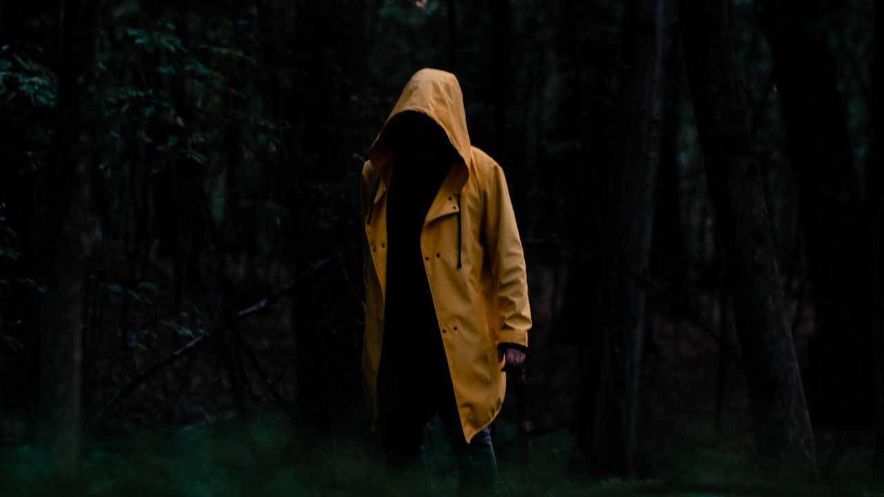 Wallpaper man, cloak, yellow, trees, forest