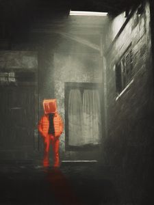 Preview wallpaper man, cube, art, orange