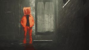 Preview wallpaper man, cube, art, orange