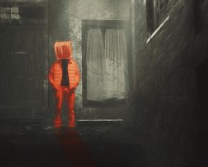 Preview wallpaper man, cube, art, orange